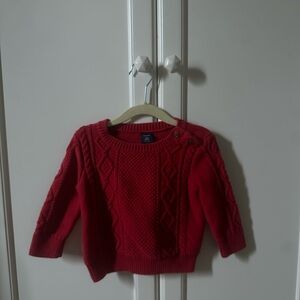 Red Cable Knit Women's Sweater